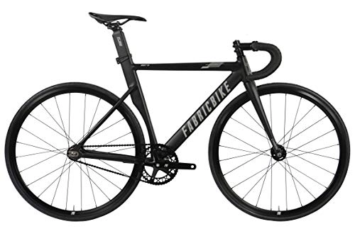 Road Bike : FabricBike AERO - Fixed Gear Bike, Single Speed Fixie Bicycle, Aluminium Frame and Carbon Fork, Wheels 28", 5 Colours, 3 Sizes, 7.95 kg (M size) (Matte Black & Grey, S-49)