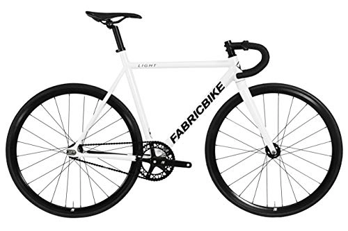 Road Bike : FabricBike Light PRO - Fixed Gear Bike, Single Speed Fixie Bicycle, Aluminium Frame and Fork, Wheels 28", 4 Colours, 3 Sizes, 8.45 kg Aprox. (Light Pro Glossy White, M-54cm)