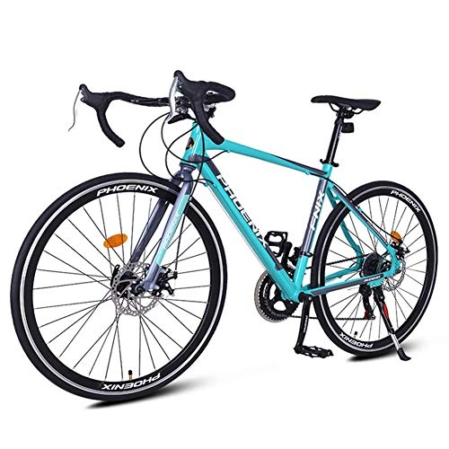 Road Bike : FANG Adult Road Bike, Lightweight Aluminium Bicycle, City Commuter Bicycle with Dual Disc Brake, 700 * 23C Wheels, One Size, Blue