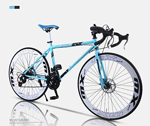 Road Bike : GFF Road Bicycle, 24-Speed 26 Inch Bikes, Double Disc Brake, High Carbon Steel Frame, Road Bicycle Racing, Men's And Women Adult