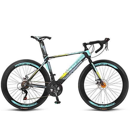 Road Bike : GONGFF 700C Wheels Road Bike, Ultra-Light Aluminum Frame Road Bicycle, Men Women City Commuter Bicycle, Perfect For Road Or Dirt Trail Touring, Green, 14 Speed