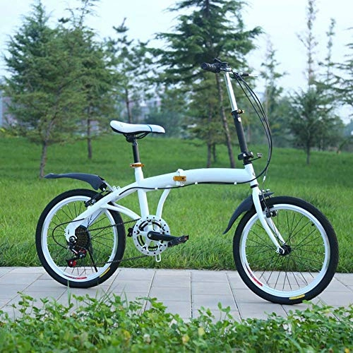 Road Bike : Grimk Folding Bike Unisex Alloy City Bicycle 20" With Adjustable Handlebar &comfort Saddle, 6 speed, Lightweight For Adults Men Women Teens Ladies Shopper