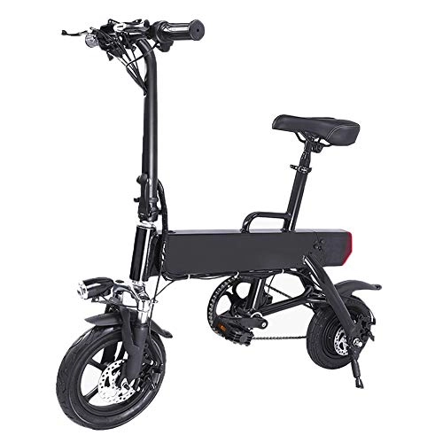 Road Bike : H&BB Smart Electric Bicycle, Foldable & Portable Electric Bicycle 3 Modes With LED Light Travel Pedal Small Battery Car 36V Lightweight Adult Moped, Black, Battery~36V6.6Ah