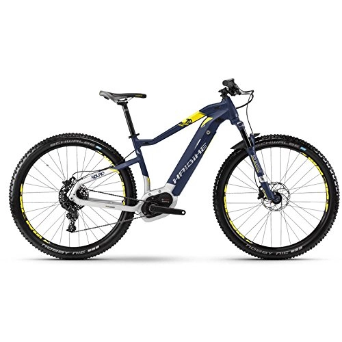 Road Bike : Haibike Sduro Hardnine 7.0500WH E-Bike Electric Mountain Bike Blue / Citron / Matte Silver, blau / citron / silber matt, 48 - L