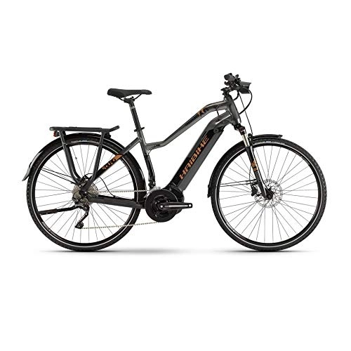 Road Bike : HAIBIKE Sduro Trekking 6.0 Yamaha Electric Bike 2019, Schwarz / Titan / Bronze Damen, 28" Damen Trapez M / 48cm