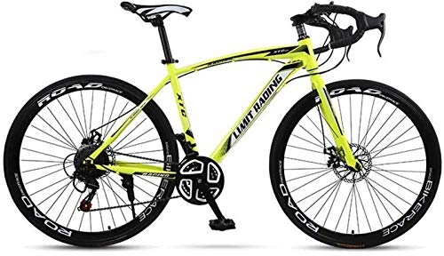 Road Bike : HCMNME durable bicycle Adult Road Racing Race Bike, Double Disc Brake City Freestyle Bicycle, Teenage Student Mountain Bikes, Competition Wheels, 21 speed Alloy frame with Disc Brakes