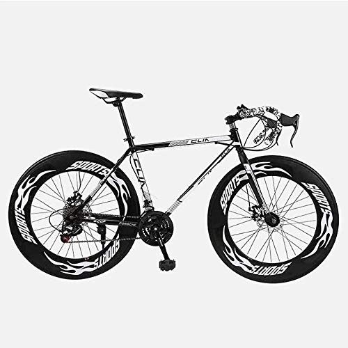 Road Bike : KRXLL Road Bicycle 26 Inches 27-Speed Bikes Double Disc Brake High Carbon Steel Frame Road Bicycle Racing Men s And Women Adult-White