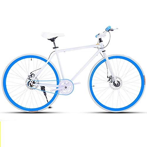 Road Bike : L.BAN Road Bike For Men And Women, Simple Bicycle, Adult Women's Bicycle, Student Men's Double Disc Brake Sports Car, 26 / 24 Inch Two, Pneumatic Racing(White)