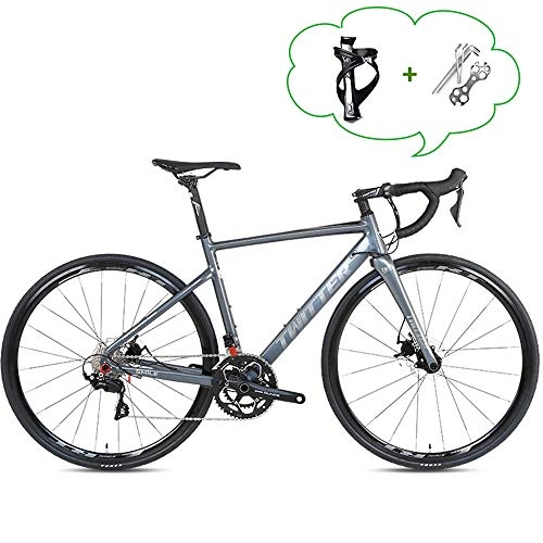 Road Bike : LICHUXIN Off-Road Bike, Outdoor Light Aluminum Alloy 22-Speed 700C Disc Brake Road Racing Bike, Can Bear 160Kg, for Men, Women, Outdoor / Urban Cycling, gray, 18.8in