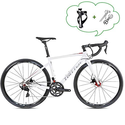 Road Bike : LICHUXIN Off-Road Bike, Outdoor Light Aluminum Alloy 22-Speed 700C Disc Brake Road Racing Bike, Can Bear 160Kg, for Men, Women, Outdoor / Urban Cycling, white, 20.4in