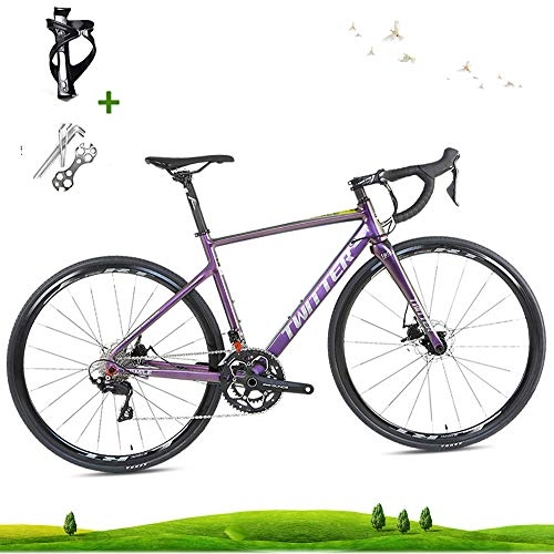 Road Bike : LICHUXIN Outdoor Bike, Road Bike, Lightweight 22-Speed 700C Disc Brake Road Racing Bike, Aluminum Alloy Material Can Bear 160Kg, Suitable for Adult Men And Women, discolored yellow, 18.8in