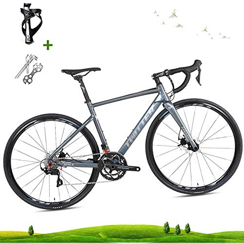 Road Bike : LICHUXIN Outdoor Bike, Road Bike, Lightweight 22-Speed 700C Disc Brake Road Racing Bike, Aluminum Alloy Material Can Bear 160Kg, Suitable for Adult Men And Women, gray, 18.1in