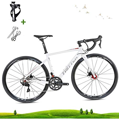 Road Bike : LICHUXIN Outdoor Bike, Road Bike, Lightweight 22-Speed 700C Disc Brake Road Racing Bike, Aluminum Alloy Material Can Bear 160Kg, Suitable for Adult Men And Women, white, 20.4in