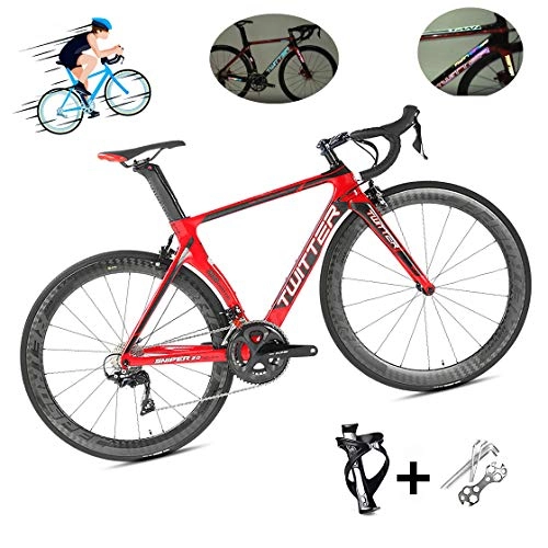 Road Bike : LICHUXIN Road Bike, Lightweight 18K Carbon Fiber 22-Speed Uniform Speed 700C Tire Racing Car, Color Reflective Logo, Suitable for Urban Wind Racing, 6, 52cm