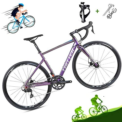 Road Bike : LICHUXIN Road Bike, Ultralight 22-Speed 700C Off-Road Dual-Disc Brake Road Bike, 20.4 / 19.6 / 18.8 / 18.1In, Suitable for Men, City Cycling, discolored blue, 18.8in
