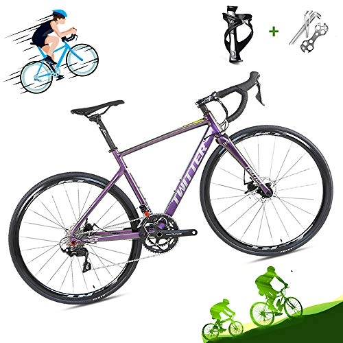 Road Bike : LICHUXIN Road Bike, Ultralight 22-Speed 700C Off-Road Dual-Disc Brake Road Bike, 20.4 / 19.6 / 18.8 / 18.1In, Suitable for Men, City Cycling, discolored yellow, 19.6in