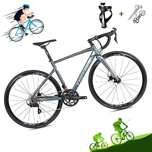 Road Bike : LICHUXIN Road Bike, Ultralight 22-Speed 700C Off-Road Dual-Disc Brake Road Bike, 20.4 / 19.6 / 18.8 / 18.1In, Suitable for Men, City Cycling, gray, 18.1in