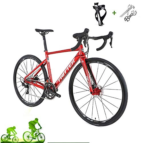 Road Bike : LICHUXIN Road Bike, Ultralight 22-Speed 700C Off-Road Dual-Disc Brake Road Bike, 20.4 / 19.6 / 18.8 / 18.1In, Suitable for Men, City Cycling, Red, 20.4in