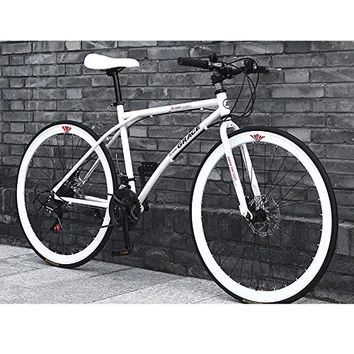 Road Bike : LIFHl 26 Inch Men Women Student Variable Speed Bike With Double Disc Brake Outroad Mountain Bike Small Portable Bicycle For Adult Student Road Bike (Color : A)