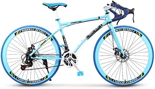 Road Bike : LJXiioo Road Bicycle, 24-Speed 26 Inch Bikes, Double Disc Brake, High Carbon Steel Frame, Road Bicycle Racing, Men's And Women Adult-Only, A