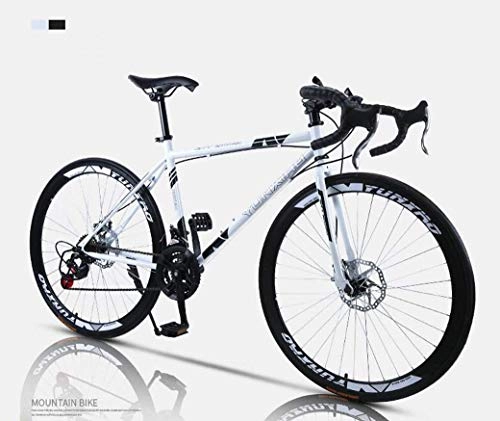 Road Bike : lqgpsx Road Bicycle, 24-Speed 26 Inch Bikes, Double Disc Brake, High Carbon Steel Frame, Road Bicycle Racing, Men's And Women Adult