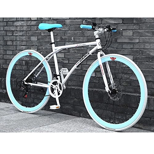 Road Bike : LWJPP 26 Inch Men Women Student Variable Speed Bike With Double Disc Brake Outroad Mountain Bike Small Portable Bicycle For Adult Student Road Bike (Color : B)