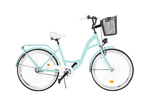 Road Bike : Milord. 2018 City Comfort Bike with Basket, Ladies Dutch Style, 1 Speed, Aqua, 28 inch