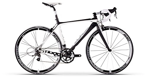 Road Bike : Moda Men's Stretto Carbon Road Bike, White / Black, 58 cm