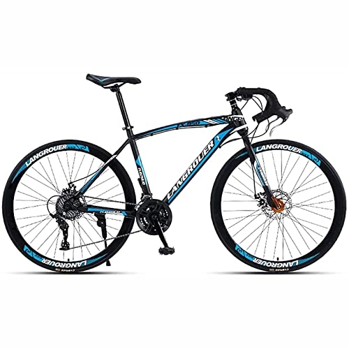 Road Bike : Mountain Bike Adult, 26 Inch Wheels, Carbon Steel Mountain Bike 21 / 24 / 27 / 30 Speed Bicycle Full Suspension MTB Gears Dual Disc Brakes, Blue, 30 Speed