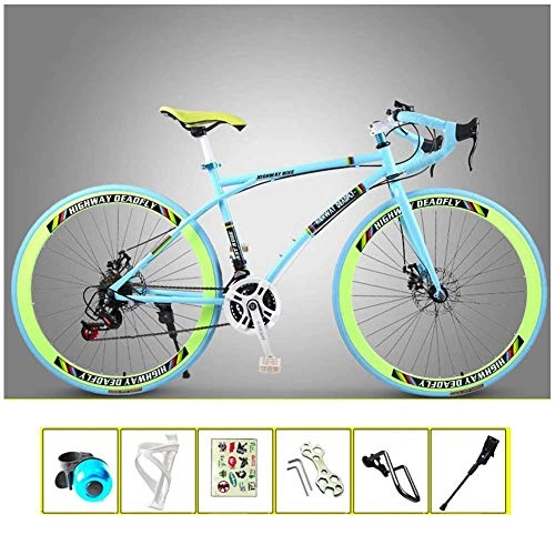 Road Bike : MXYPF Road Bike, 24 Speed Transmission-Carbon Steel Frame-Aluminum Alloy Wheels-26 Inch Bicycle-Solid Tires-Double Disc Brakes-Suitable For Height 165-185cm