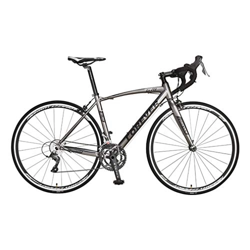 Road Bike : Mzq-yj 26-Inch Road Bicycle, 16-Speed, Double Disc Brake, Aluminum Alloy Frame, Road Bicycle Racing, Gray