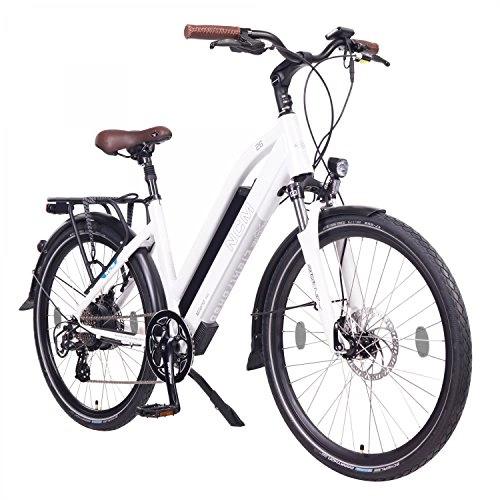 Road Bike : NCM Milano 48V, 26" Trekking E- bike, 250W Das-Kit Rear Motor, 13AH 624Wh Li-Ion Battery with High Power Cells, Mechanical Disc Brakes, 7 Speed (26" White)