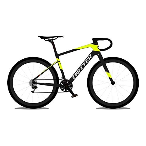 Road Bike : peipei 700C Carbon Gravel Road Bike Bicycle 22s Disc Brake Thru Axle 12x142mm 40c Tire AM Cross Country Cycling Off-Road-RS 22 S Black Yellow_45cm(160cm-170cm)_22