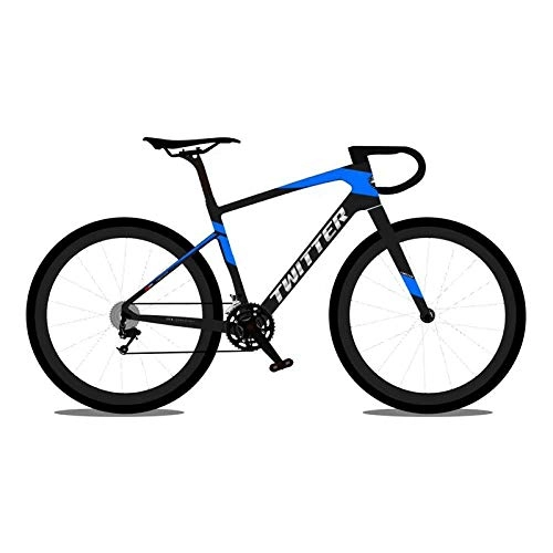 Road Bike : peipei Carbon fiber road bike 700c bicycle competitor 22s disc brake through axle F12*100mm R12*142mm 40c tire off-road cross country bike-Shame Rival22S BlkBlu_54cm (185cm-195cm)_twenty two