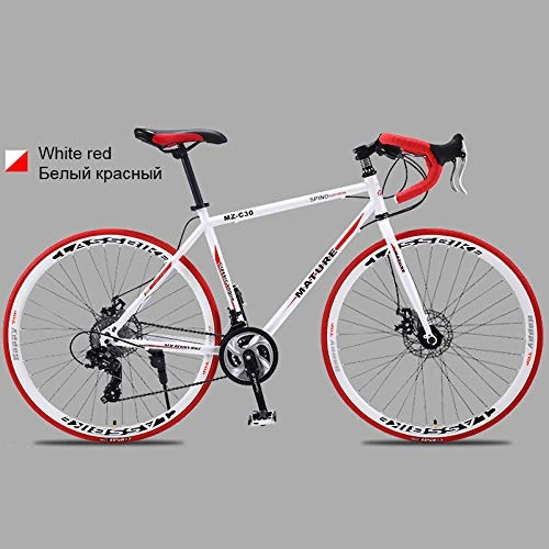 Road Bike : peipei ultra light road bike 21 / 27 / 30 variable speed double disc brake Aluminum alloy frame adult student bicycle road bicycle-27 speed WR_Spain