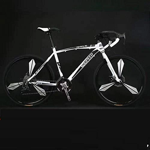Road Bike : PengYuCheng Adult road bike 30 speed bicycle male and female students variable speed solid tire shock absorber bending car q1