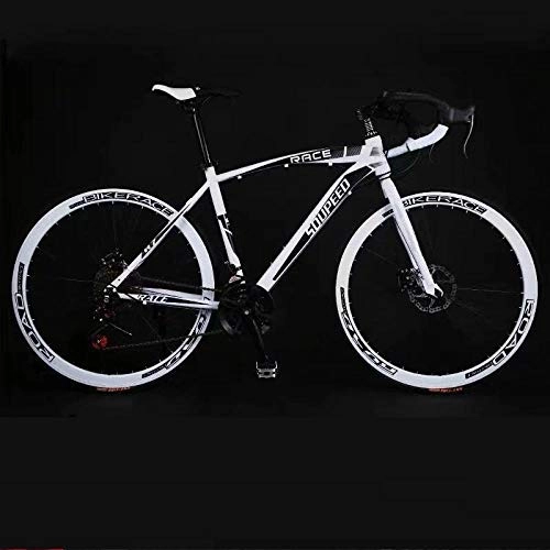 Road Bike : PengYuCheng Adult road bike live flying bicycles male and female students bend bicycle speed bicycle solid tire damping net mountain bike q5