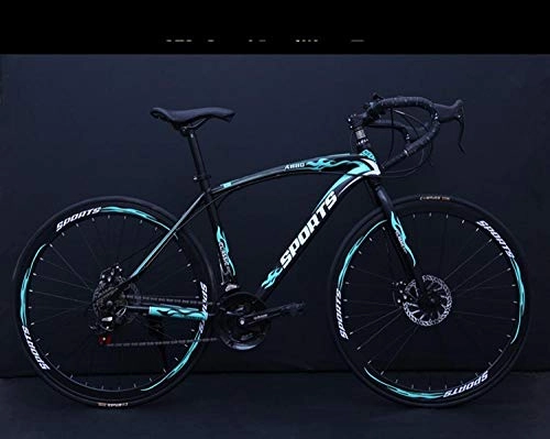 Road Bike : PengYuCheng Speed bicycle 21 speed men and women bicycle alloy knife ring. 40 ring road racing bicycle double disc brakes adult speed student car q10
