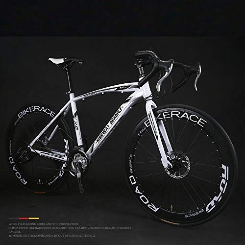 Road Bike : PengYuCheng Variable speed dead fly bicycle bends solid tires live fly bicycle disc brakes road racing men and women learn to generate annual bicycle q8