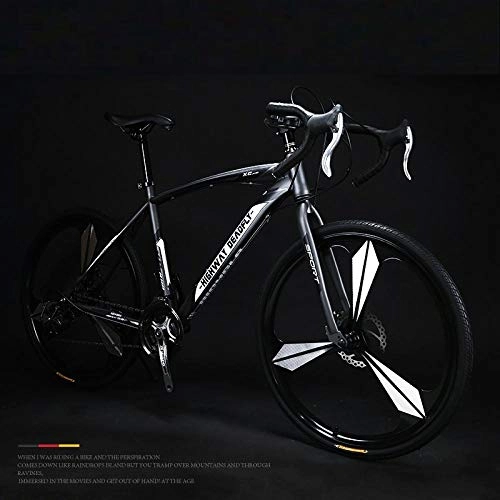 Road Bike : PengYuCheng Variable speed dead fly bicycle bends solid tires live flying bicycle disc brakes road racing men and women learn to generate annual bicycle q3