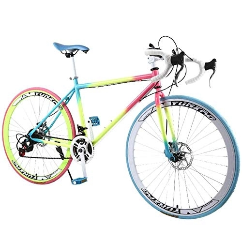 Road Bike : QCLU 26 Inch Mountain Bike, Disc Brakes Hardtail MTB, Trekking Bike Men Bike Girls Bike, Full Suspension Mountain Bike, 21 Speed, Oil brake, Road Bike for Teenagers And Adults (Color : K)