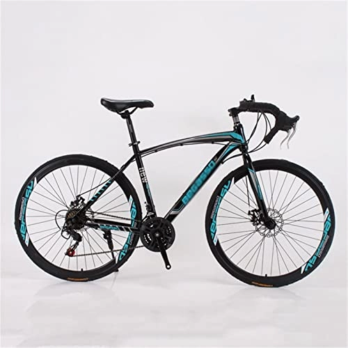 Road Bike : QCLU Mountain Bike, Outdoor Cycling, 26 inch Road Bike, Adult Bicycles, Full Suspension Aluminum Road Bike with 21- speed 700c Disc Brake (Color : Blue)