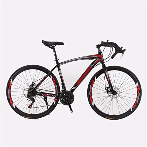 Road Bike : QCLU Mountain Bike, Outdoor Cycling, 26 inch Road Bike, Adult Bicycles, Full Suspension Aluminum Road Bike with 21- speed 700c Disc Brake (Color : Red)