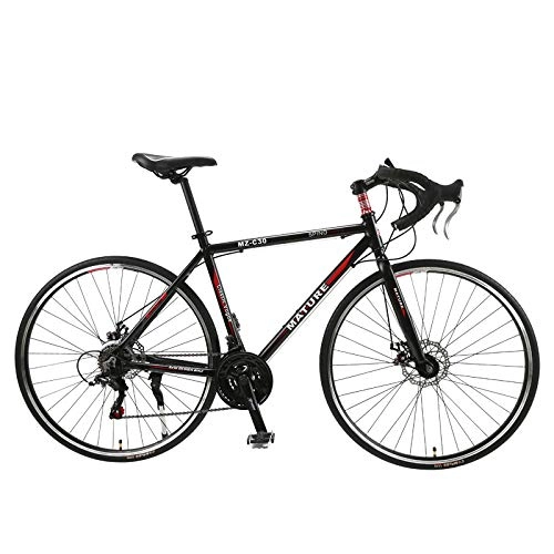 Road Bike : Road Bike 700c Aluminum Alloy Variable Speed Dual Disc Brake Racing 27-Speed / 30-Speed Cornering Road Bike Sports Car 49cm Aluminumalloybendinghandle30speedblackred