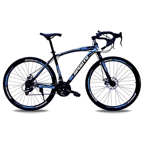 Road Bike : Road Bike For Men And Women With Aluminum Alloy Frame, Featuring 21 Speed Shifter, 700C Wheels, Full Suspension Dual Disc Brakes Bike Outdoor Road Bicycles Commuter Bikes(Color:black+blue)
