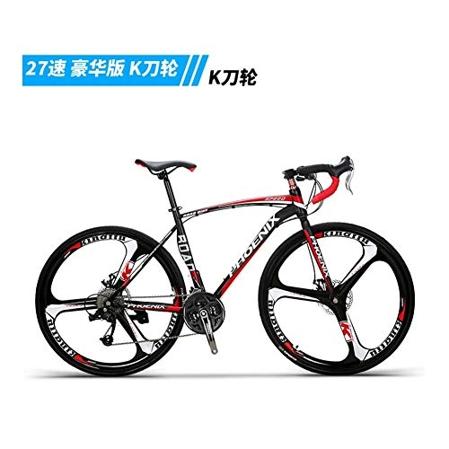 Road Bike : Road bikes, road vehicle disc brakes, bicycle handlebar, the bicycle shift, racing double disc, (Color : Red)