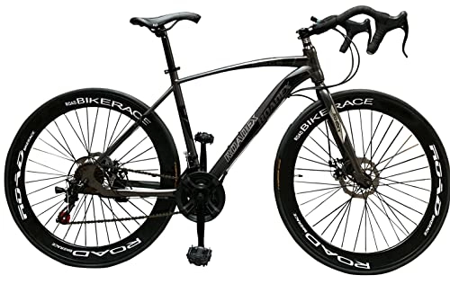 Road Bike : ROADEX Road Mountain Bike Bicycle 21 Speed 26" Wheel Carbon Frame Dual Disc Brake - Black