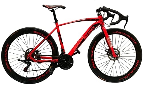 Road Bike : ROADEX Road Mountain Bike Bicycle 21 Speed 26" Wheel Carbon Frame Dual Disc Brake - Red
