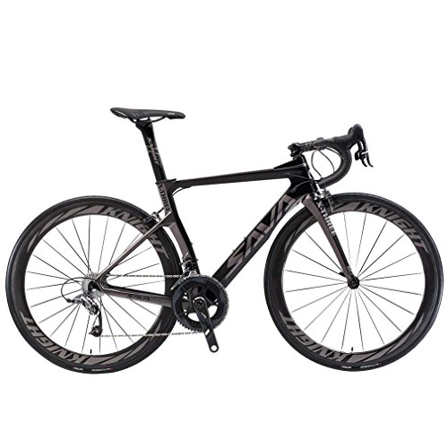 Road Bike : SAVADECK Phantom3.0 Carbon Road Bike 700C Carbon Fiber Racing Bike Full Carbon Bicycle with Shimano Ultegra R8000 22 Speed Groupset Continental Tires and Fizik Saddle (Grey-(wheels rim 50mm), 54cm)