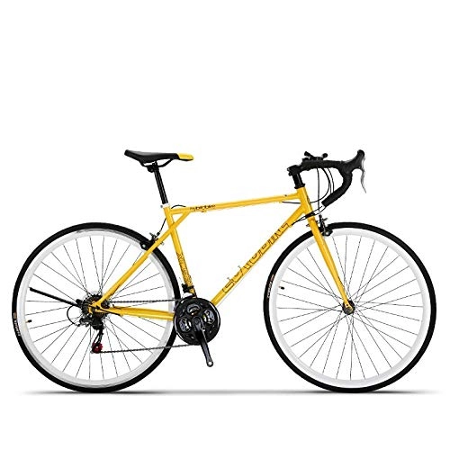 Road Bike : SChenLN Road bike 21-speed off-road racing bike High carbon steel material Suitable for adult bikes-21-speed-yellow-km handlebar